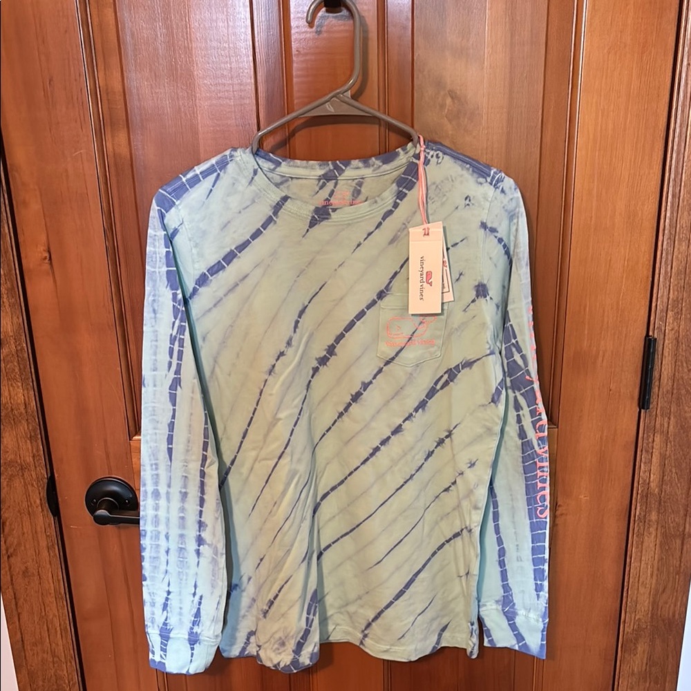 Vineyard Vines Blue Tie-Dye Long Sleeve Tee